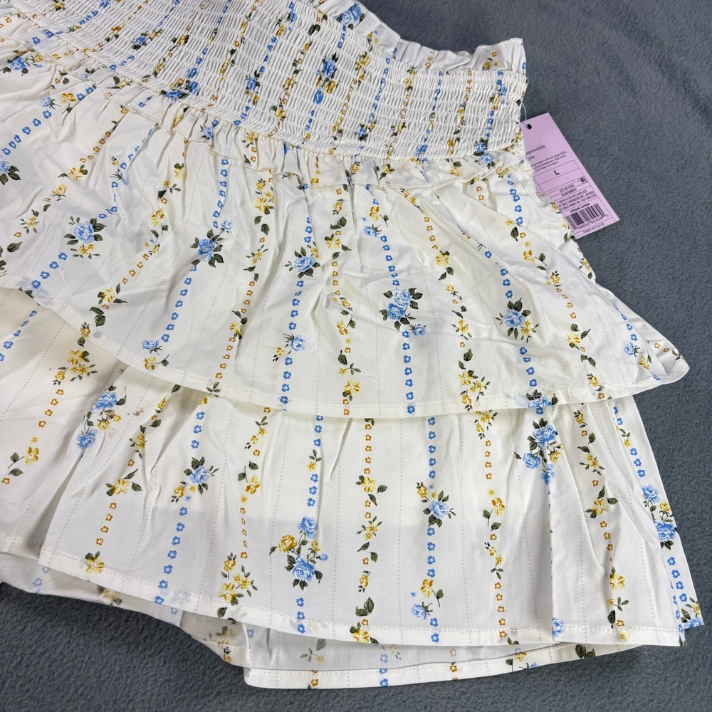 Wild Fable Floral Tiered Smocked Skort Blue Yellow White Large NWT